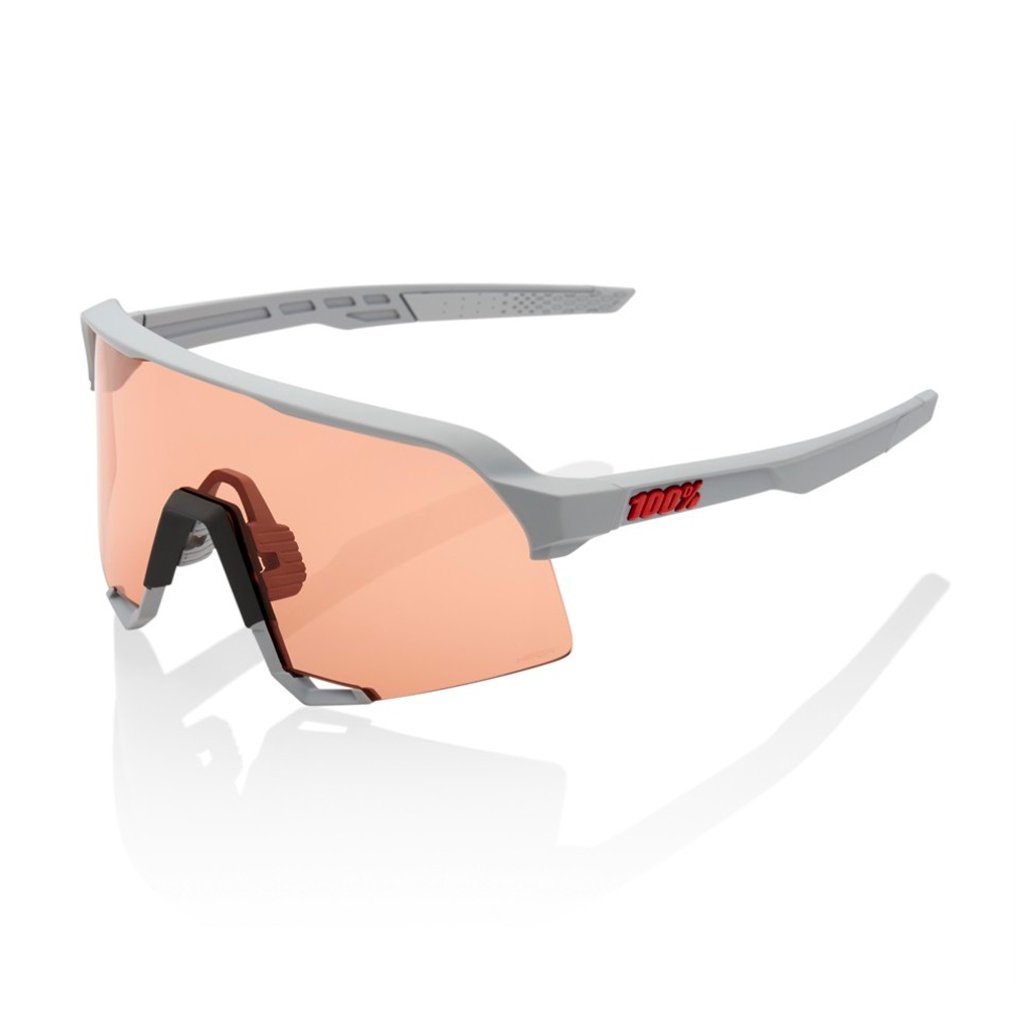 Sunglasses 100% S3 Soft Tact Stone Grey - HiPER Coral Lens - Genetik Sport