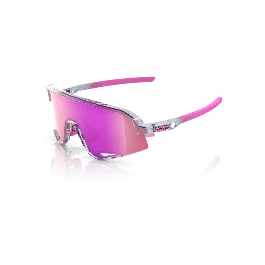 Sunglasses 100% Slendale Polished Translucent Grey - Purple Multilayer Mirror - Genetik Sport