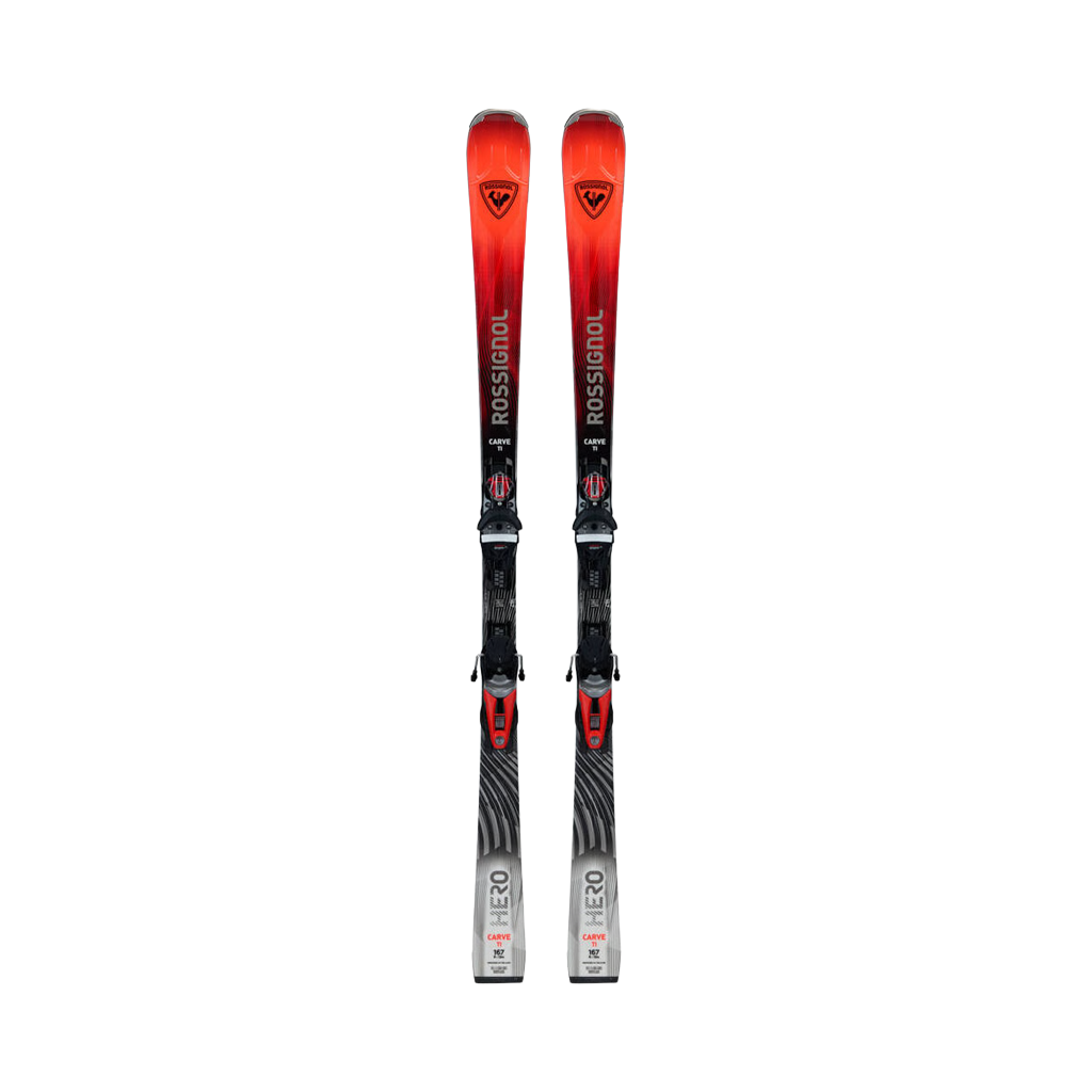 Skis Rossignol Hero Carve TI + NX 12 Konect GW B80 Silver Red - Genetik Sport