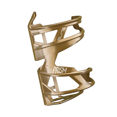 Bottle Cage Elite Prism Carbon Left - Gold Metal / White Graphic - Genetik Sport