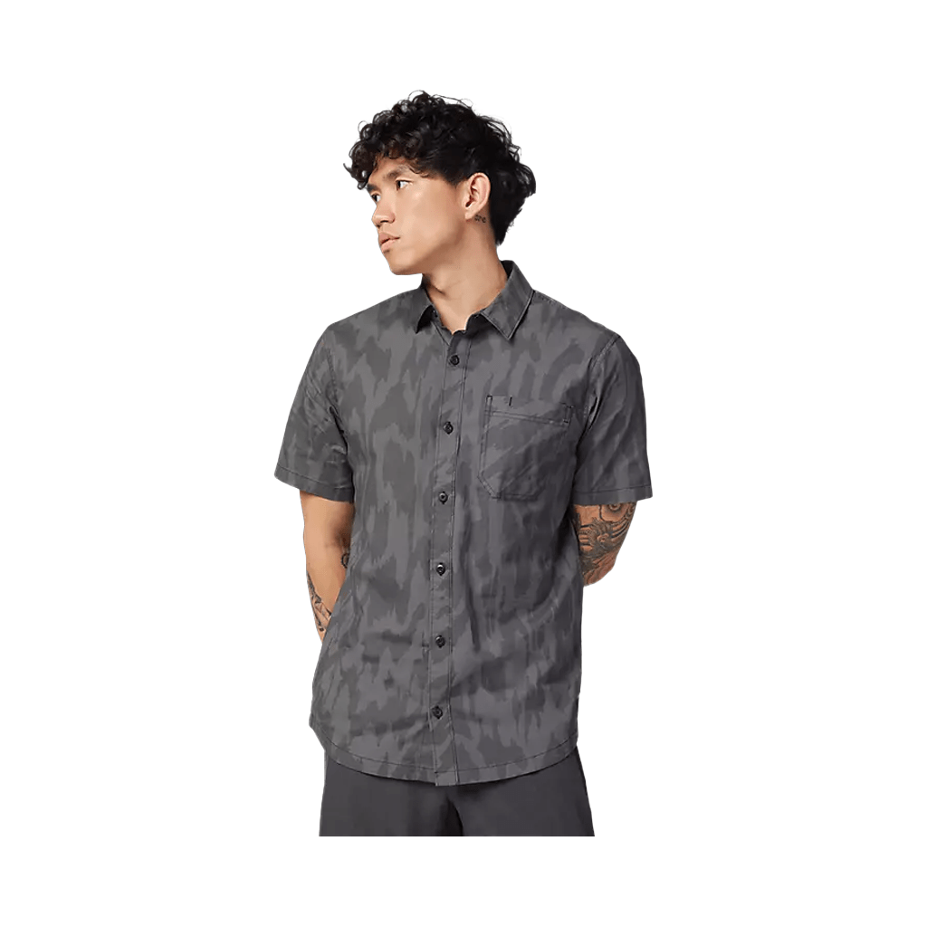 Woven Shirt Fox Mens Swarmer SS - Black - Genetik Sport