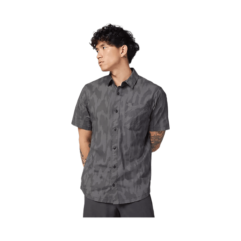 Woven Shirt Fox Mens Swarmer SS - Black - Genetik Sport