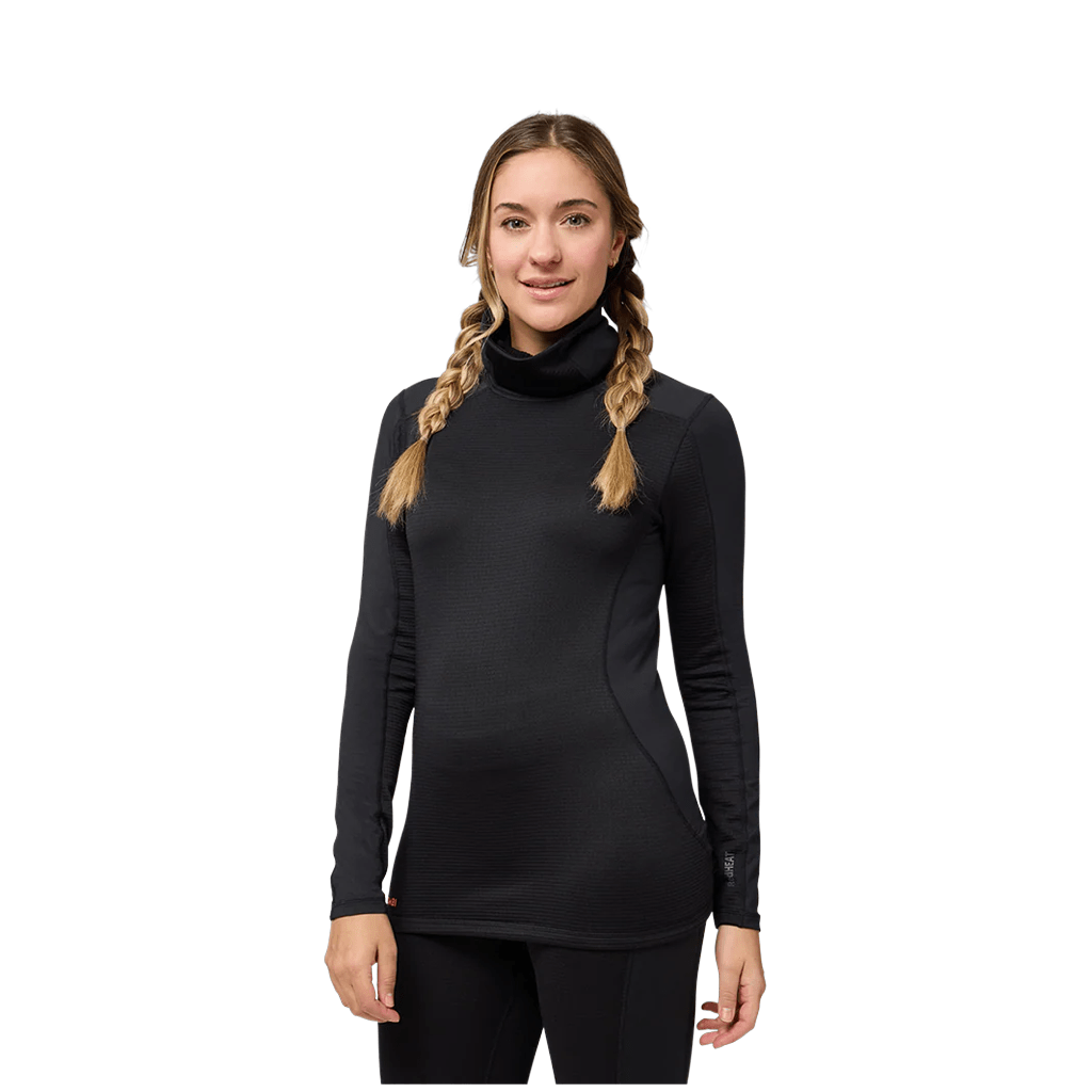 Baselayer Kombi Womens Redheat Pro Grid Mock Top - Black - Genetik Sport