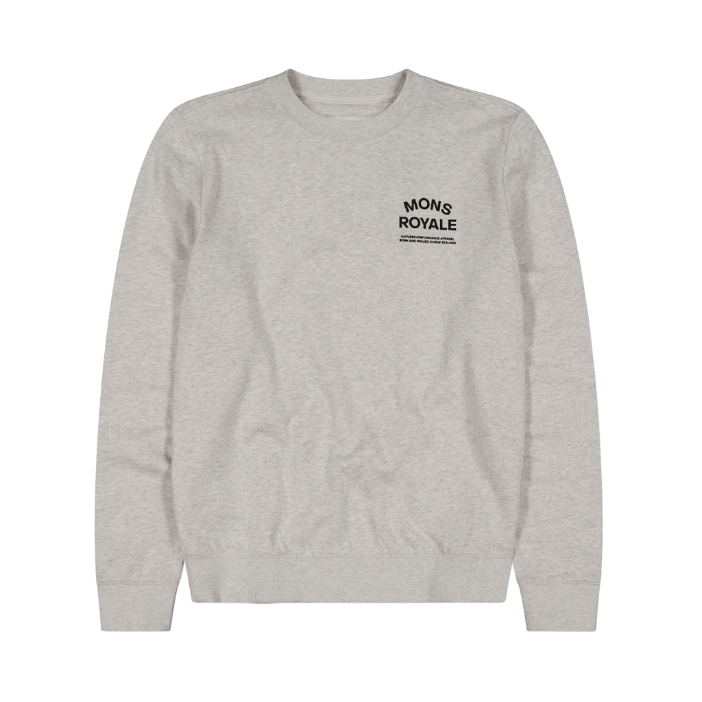 Crew Neck Mons Royale Womens Inversion Merino - Light Grey Heather - Genetik Sport