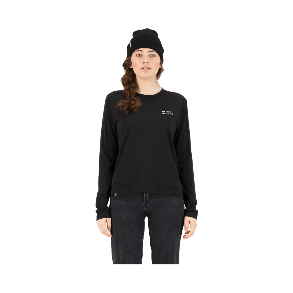 Jersey Mons Royale Womens Icon Merino Air - Con Relaxed LS - Black - Genetik Sport