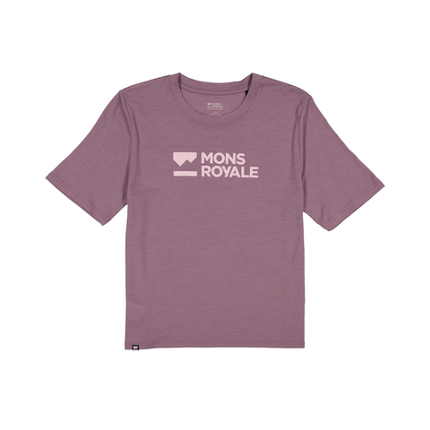 Jersey Mons Royale Womens Icon Merino SS Brand Lock Up - Mauve - Genetik Sport