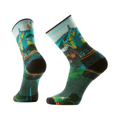 Socks Smartwool Hike Targeted Cushion Trail Trekker Print - Winter Moss - Genetik Sport