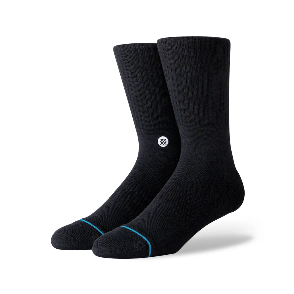 Socks Stance Icon Mid Cushion - Black/White - Genetik Sport