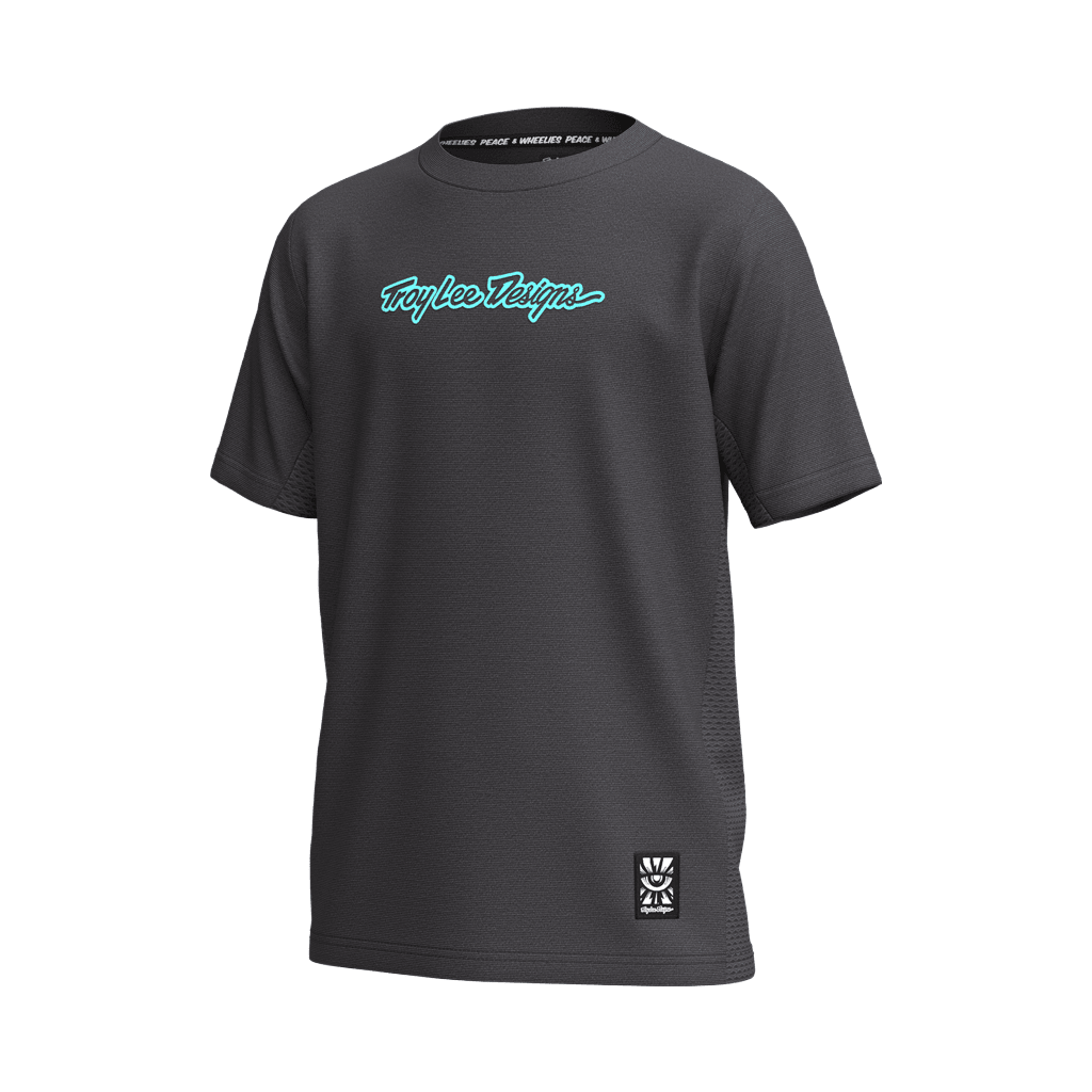 Jersey Troy Lee Designs Youth Skyline Ride SS Signature - Black / Real Teal - Genetik Sport