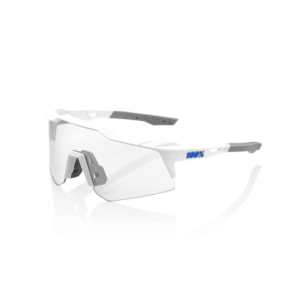 Mtb Sunglasses 100% Speedcraft XS Matte White - Blue Multilayer Mirror Lens - Genetik Sport
