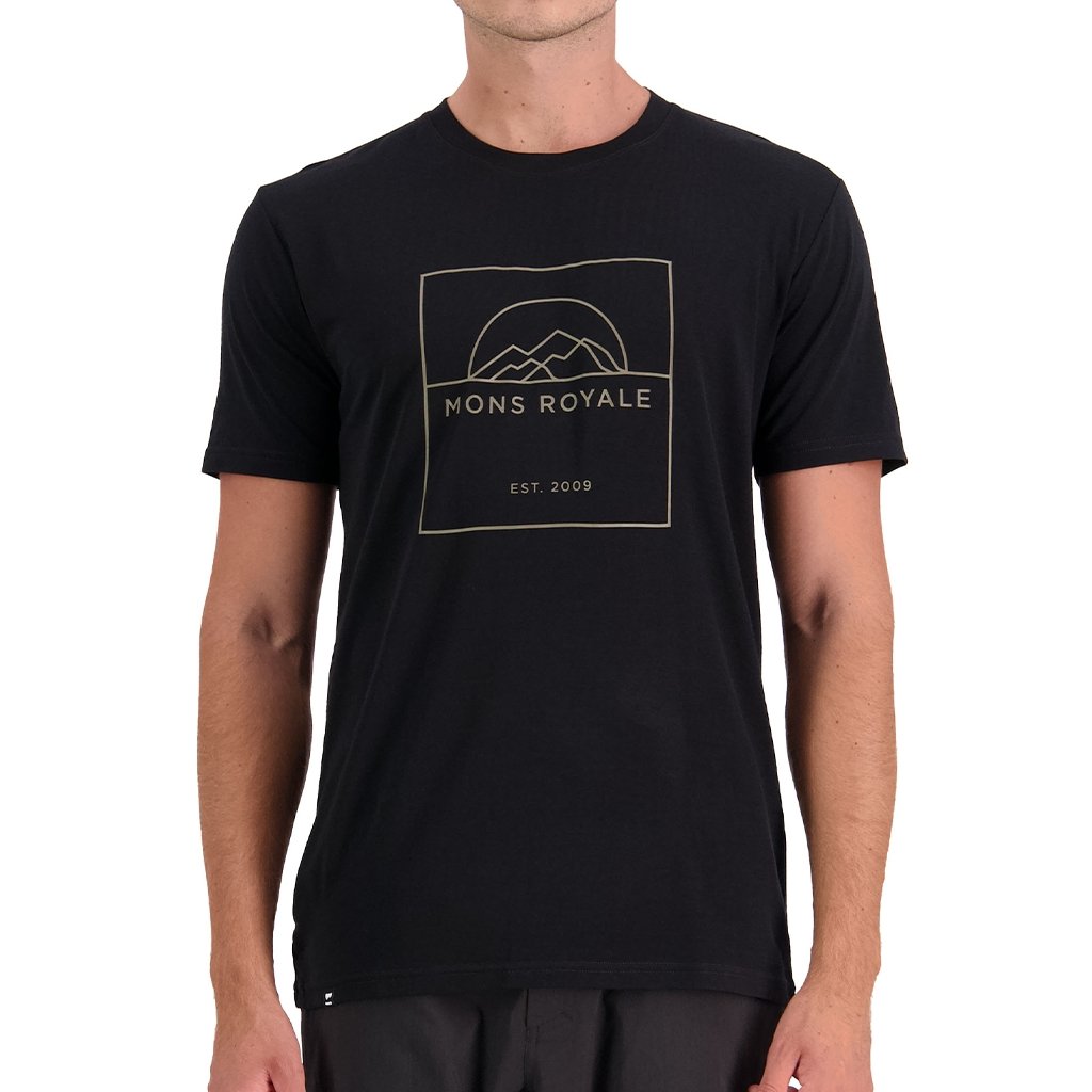 T-Shirt pour hommes Mons Royale Icon Merino Air-Con Noir - Genetik Sport