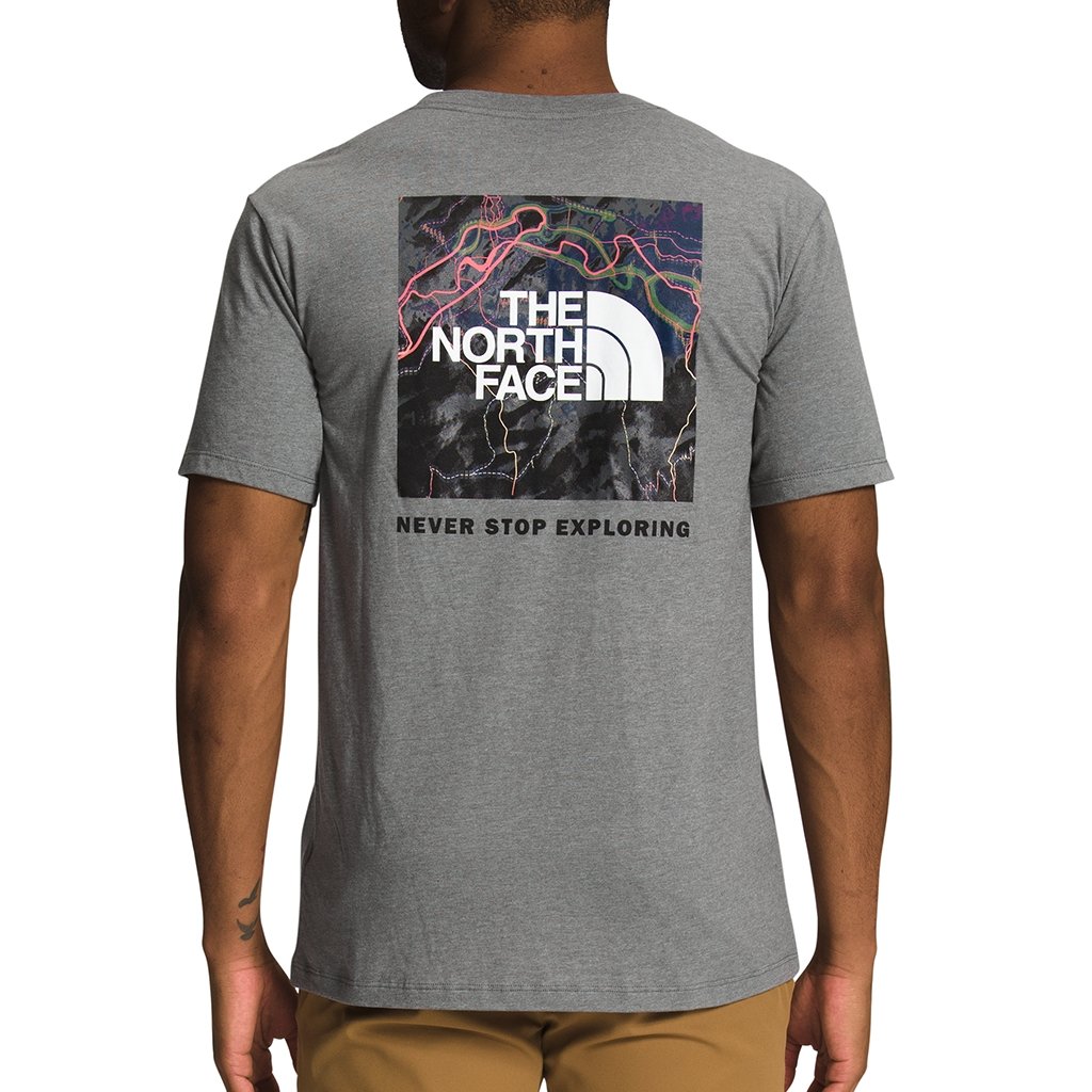 T-Shirt The North Face SS Box NSE Medium Grey Heather/Black Trail Glow Print - Genetik Sport